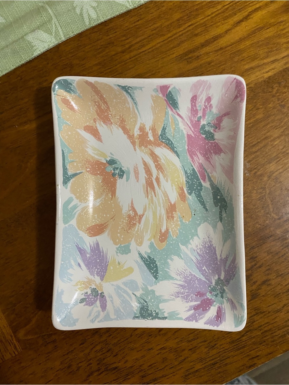 Vintage Floral Pastel Ceramic Soap Dish
